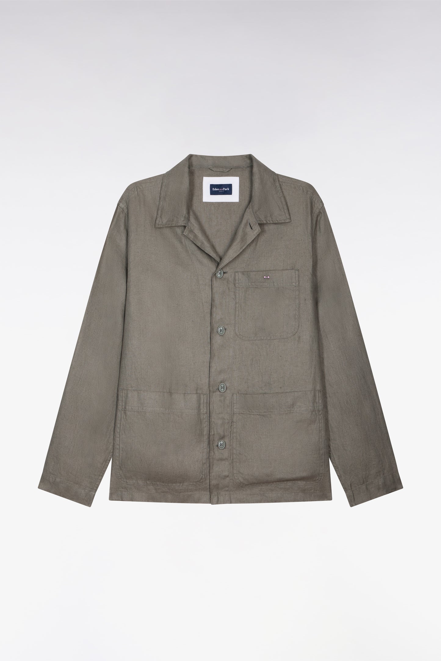 Khaki linen and cotton overshirt