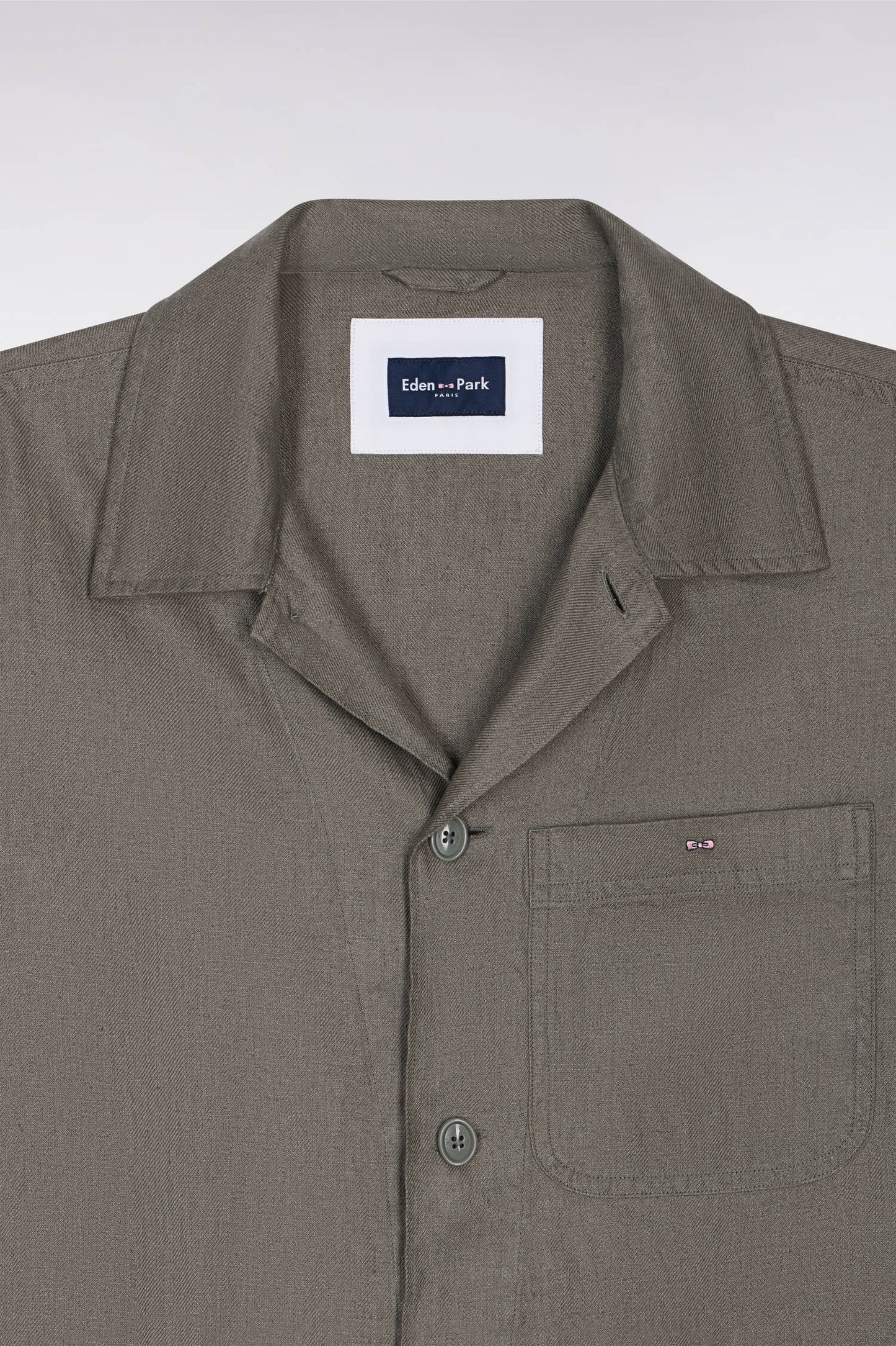 Khaki linen and cotton overshirt