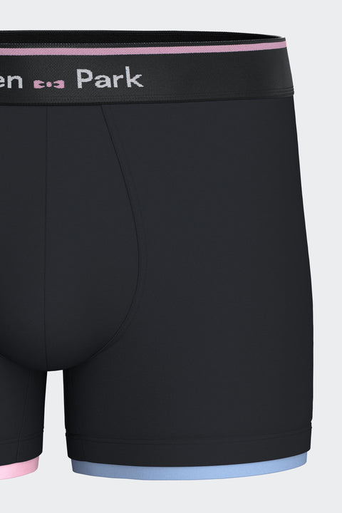 Navy stretch cotton jersey boxers with two-tone details - Image 2