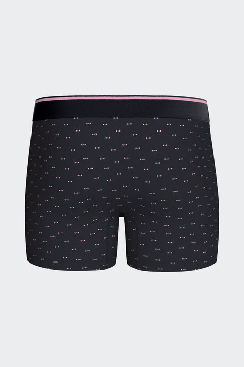 Boxer shorts in navy stretch cotton jersey with micro-patterned bow ties - Image 3