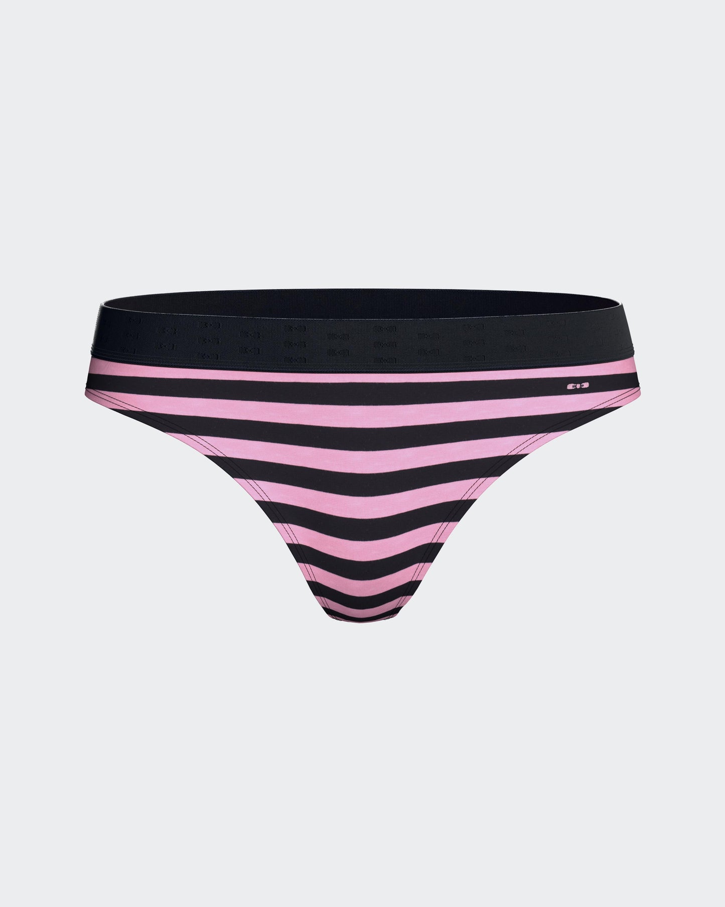 Navy and pink striped stretch cotton thong panties