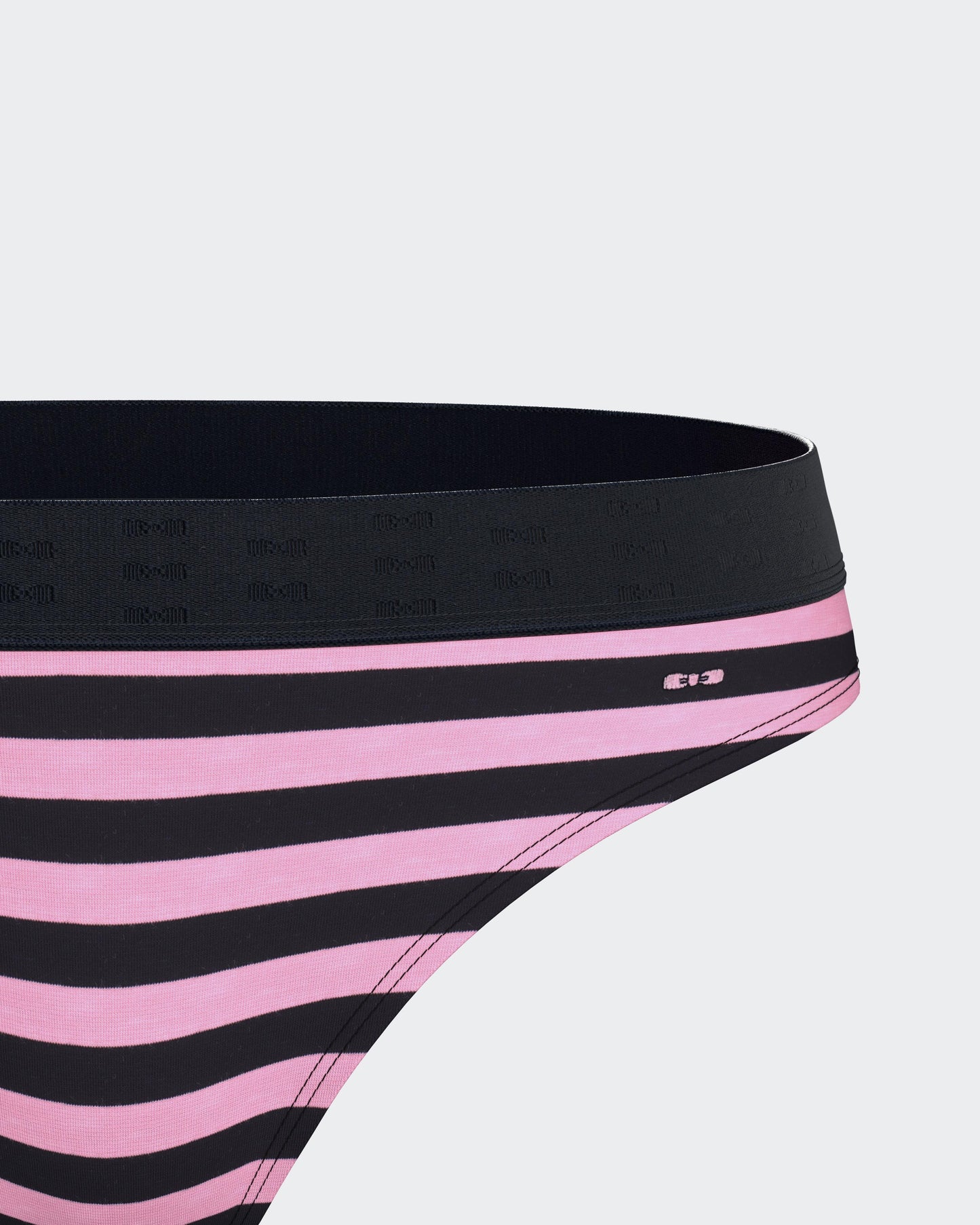 Navy and pink striped stretch cotton thong panties