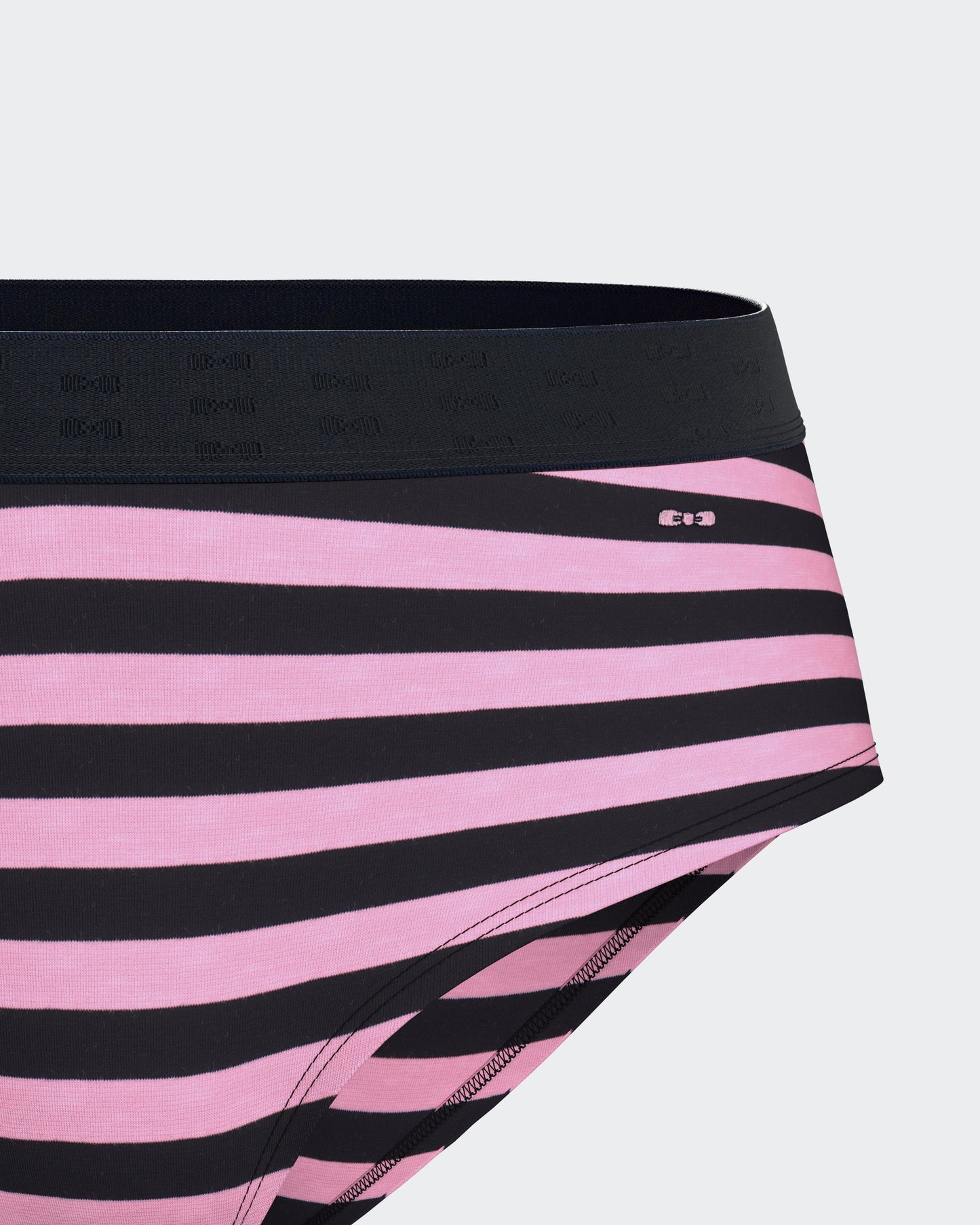 Culotte shorty en coton stretch rayé marine et rose