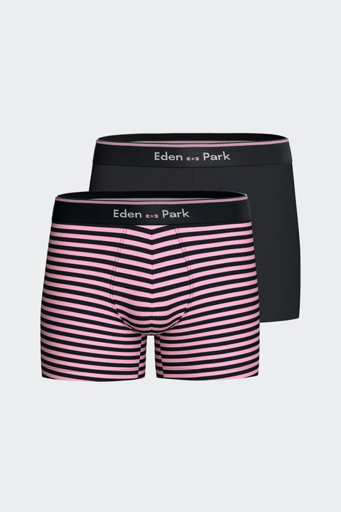 Lot de deux boxers en coton stretch marine et rose - Image 1