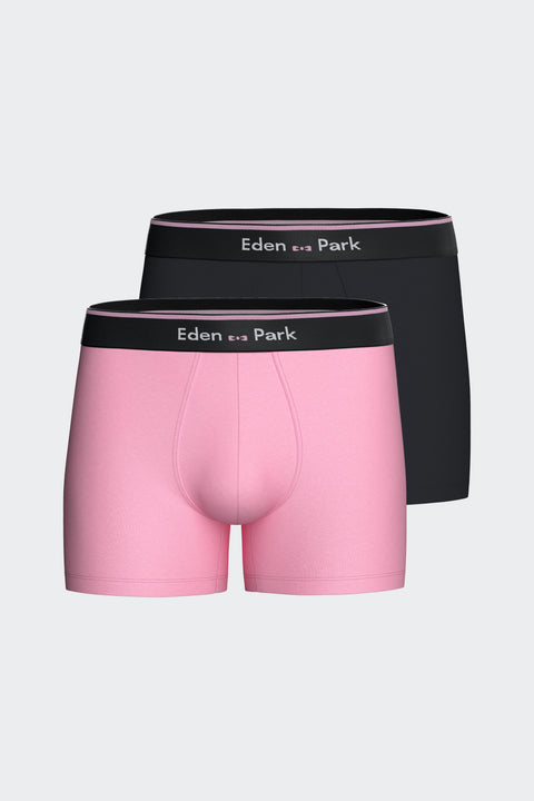 Pack of two pink and navy stretch cotton jersey boxers - Image 1