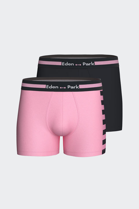Lot de deux boxers en jersey de coton stretch marine et rose rayé - Image 1