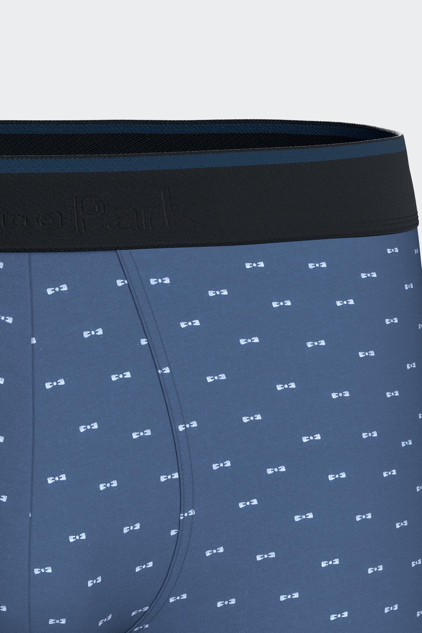 Pack of two boxers in plain blue stretch cotton jersey with micropatterns