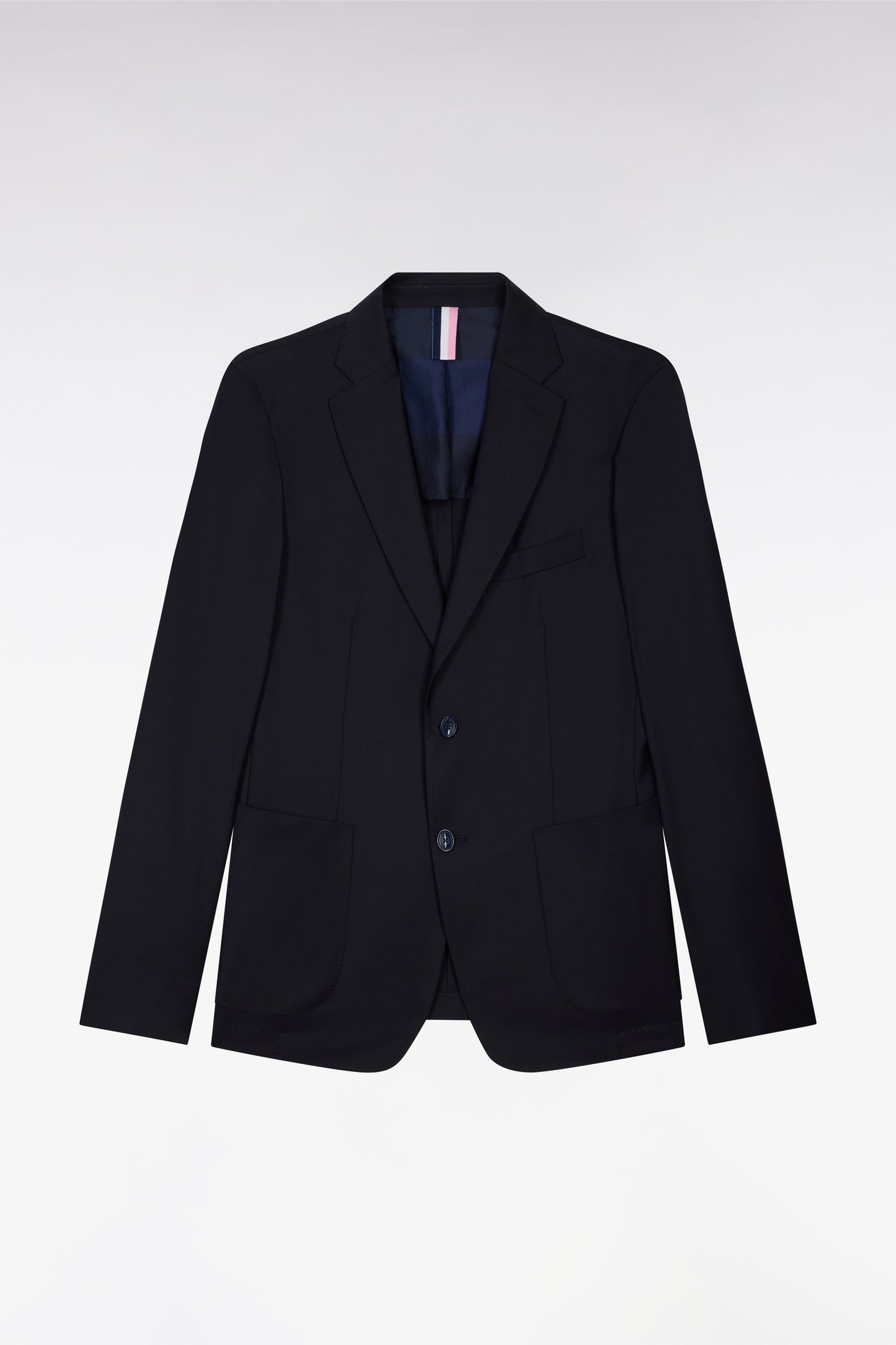 Navy recycled wool blend blazer jacket