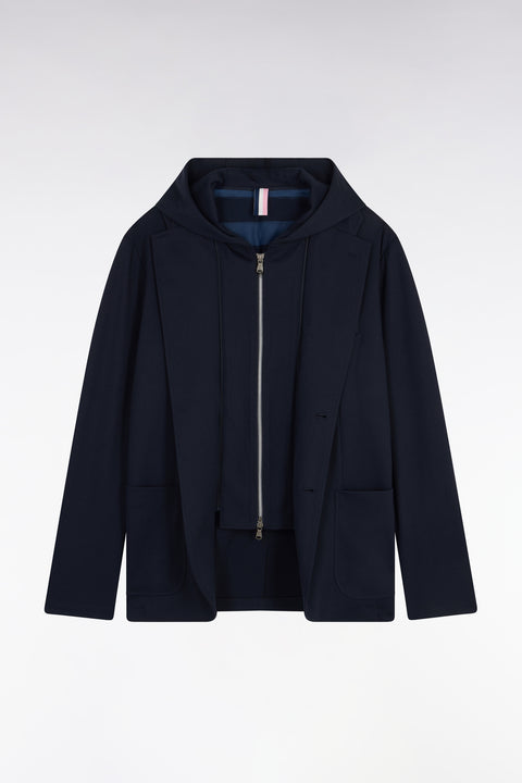 Veste en jersey marine à capuche amovible - Image 2