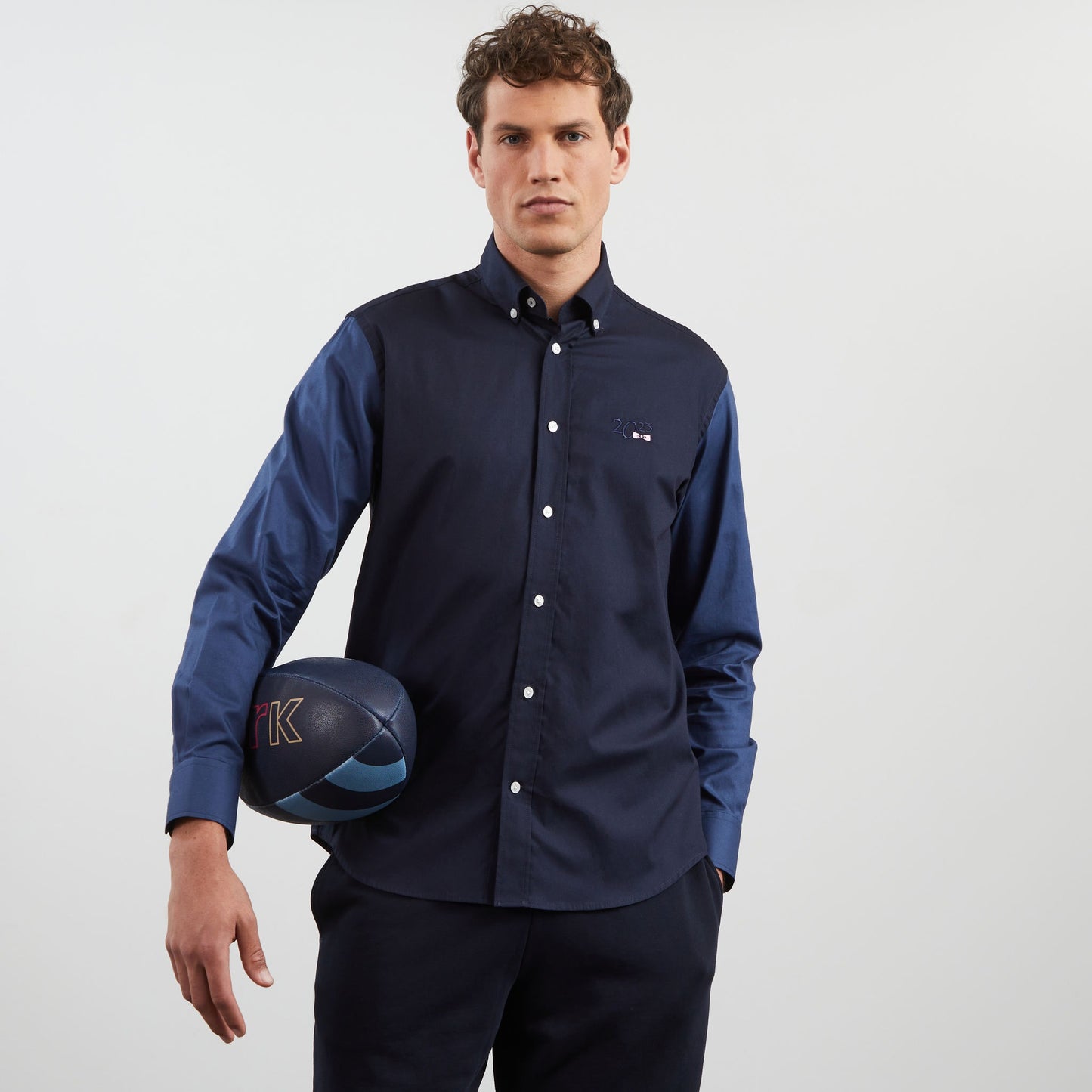 Blue colourblock shirt with World Cup 2023 embroidery