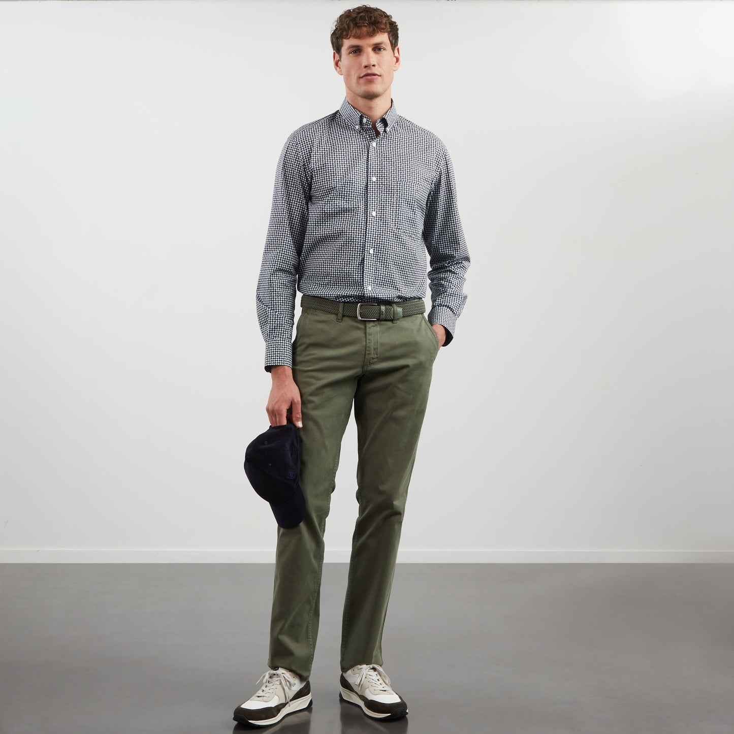 Khaki Pima cotton blouse with exclusive print