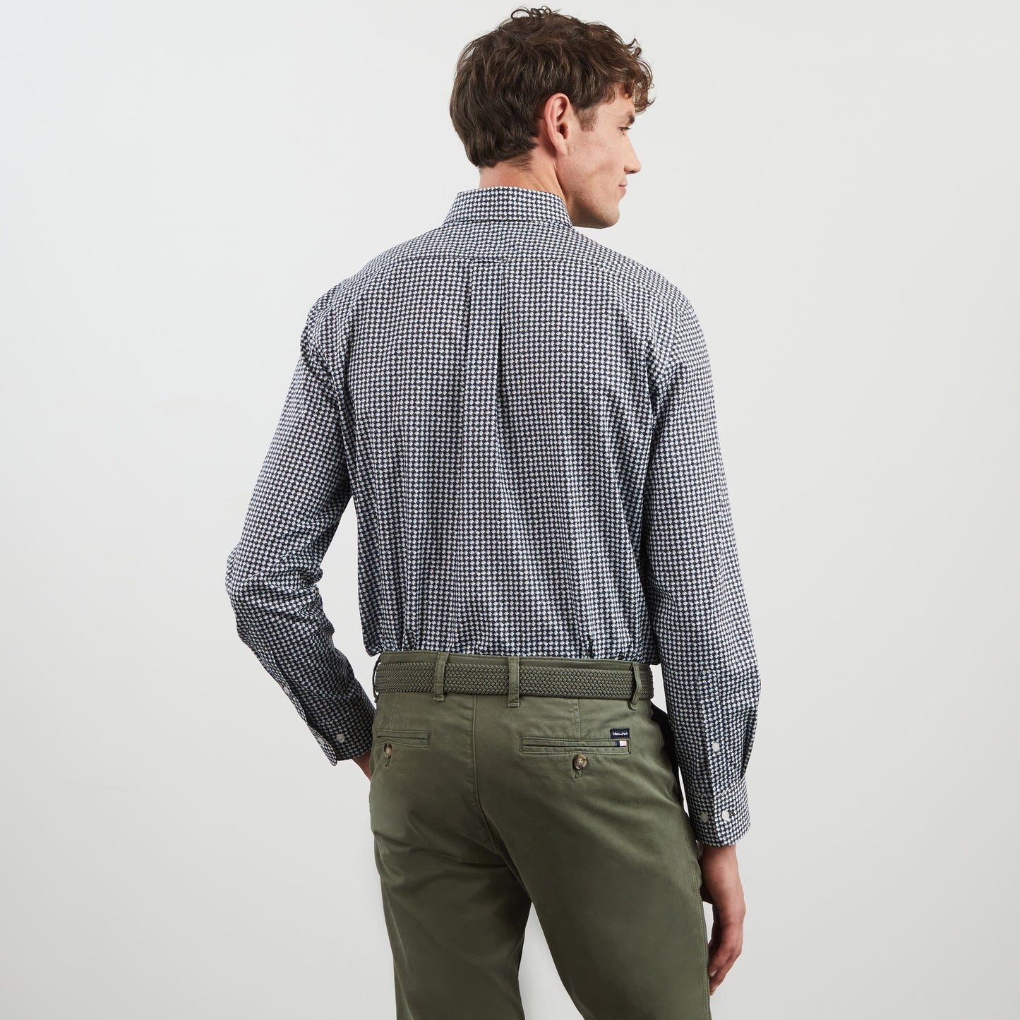 Khaki Pima cotton blouse with exclusive print