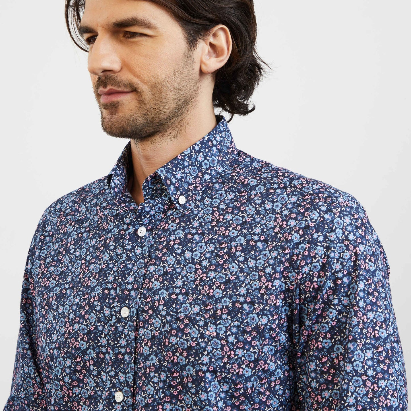 Blue blouse with exclusive floral print