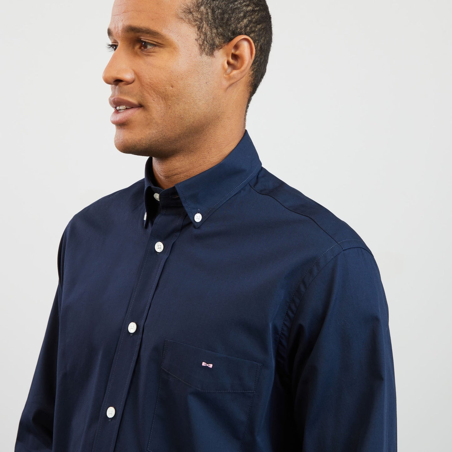 Navy blue shirt with floral detail