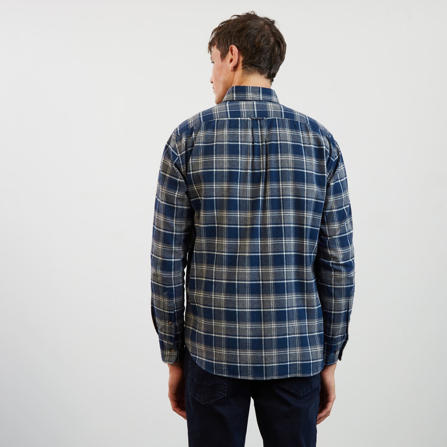 Dark blue chequered flannel shirt