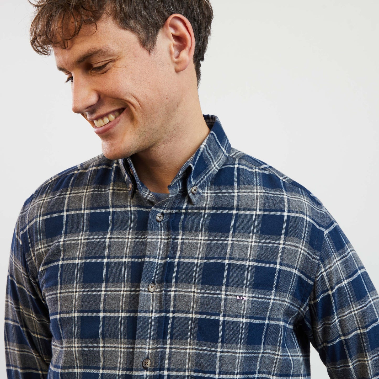 Dark blue chequered flannel shirt