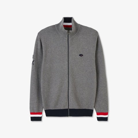 Grey cardigan with tricolour back - Image 2