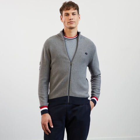 Grey cardigan with tricolour back - Image 1