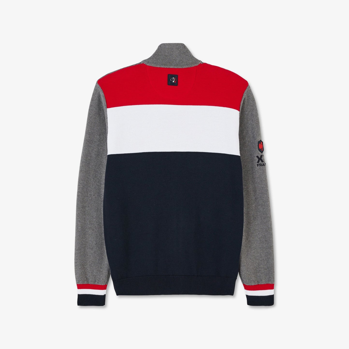 Grey cardigan with tricolour back