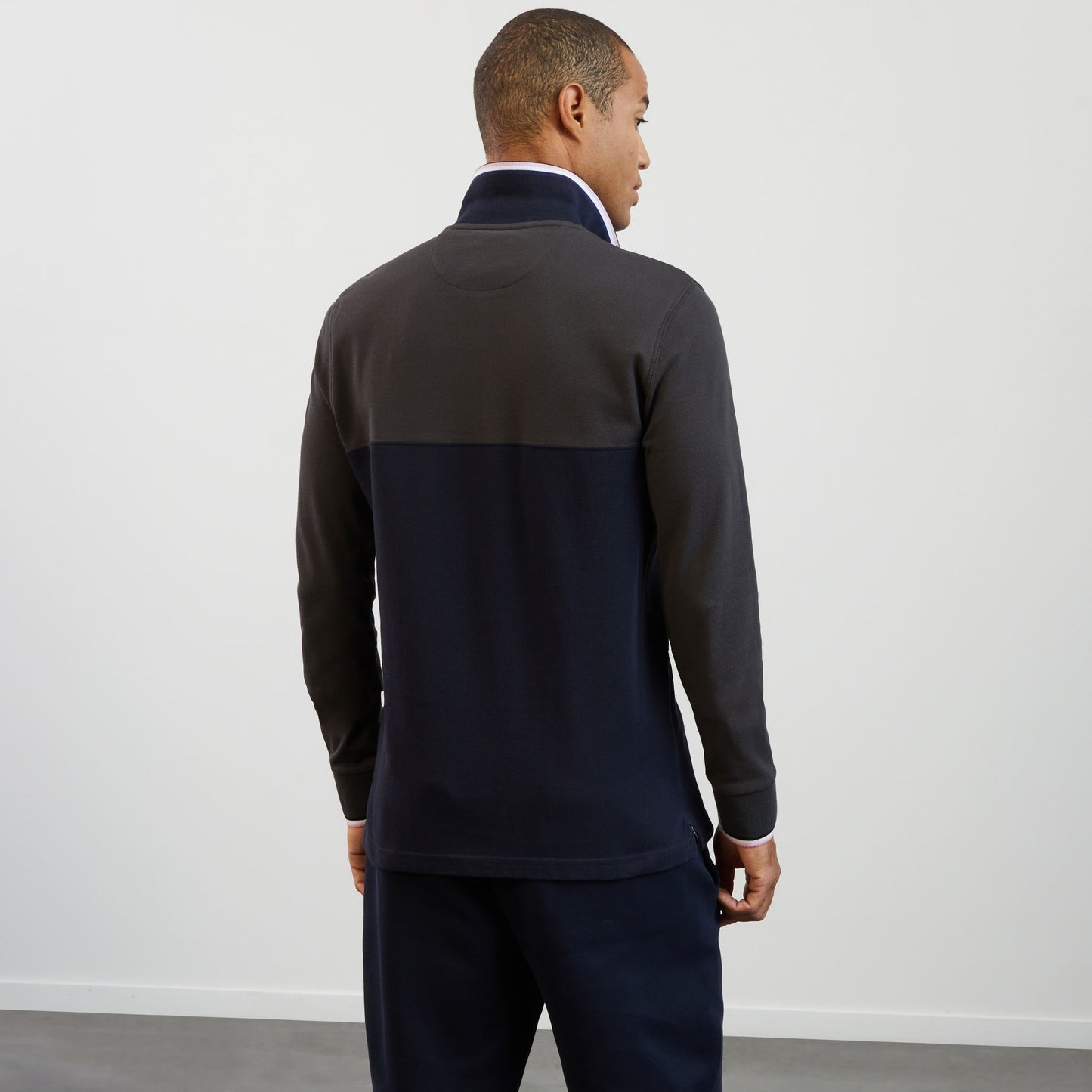 Dark brown colourblock polo shirt with Eden Park embroidery