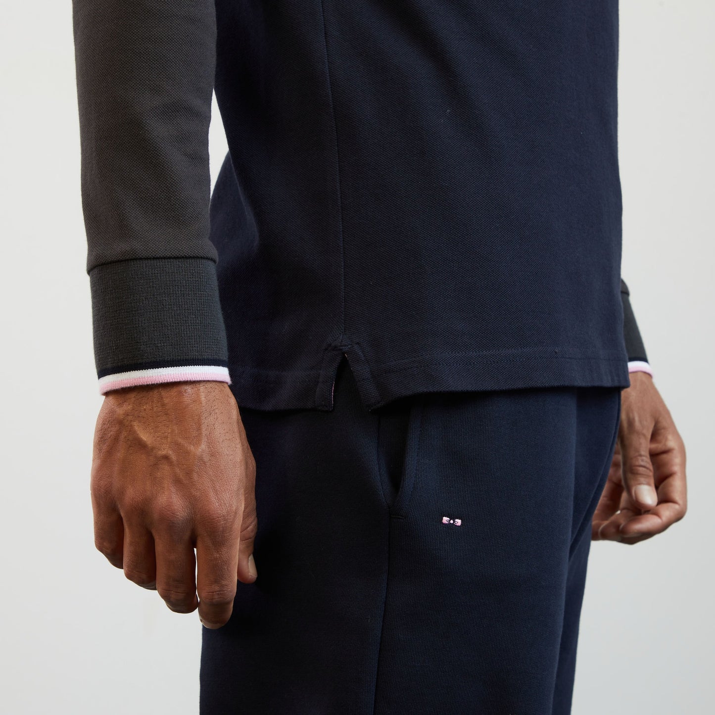 Dark brown colourblock polo shirt with Eden Park embroidery