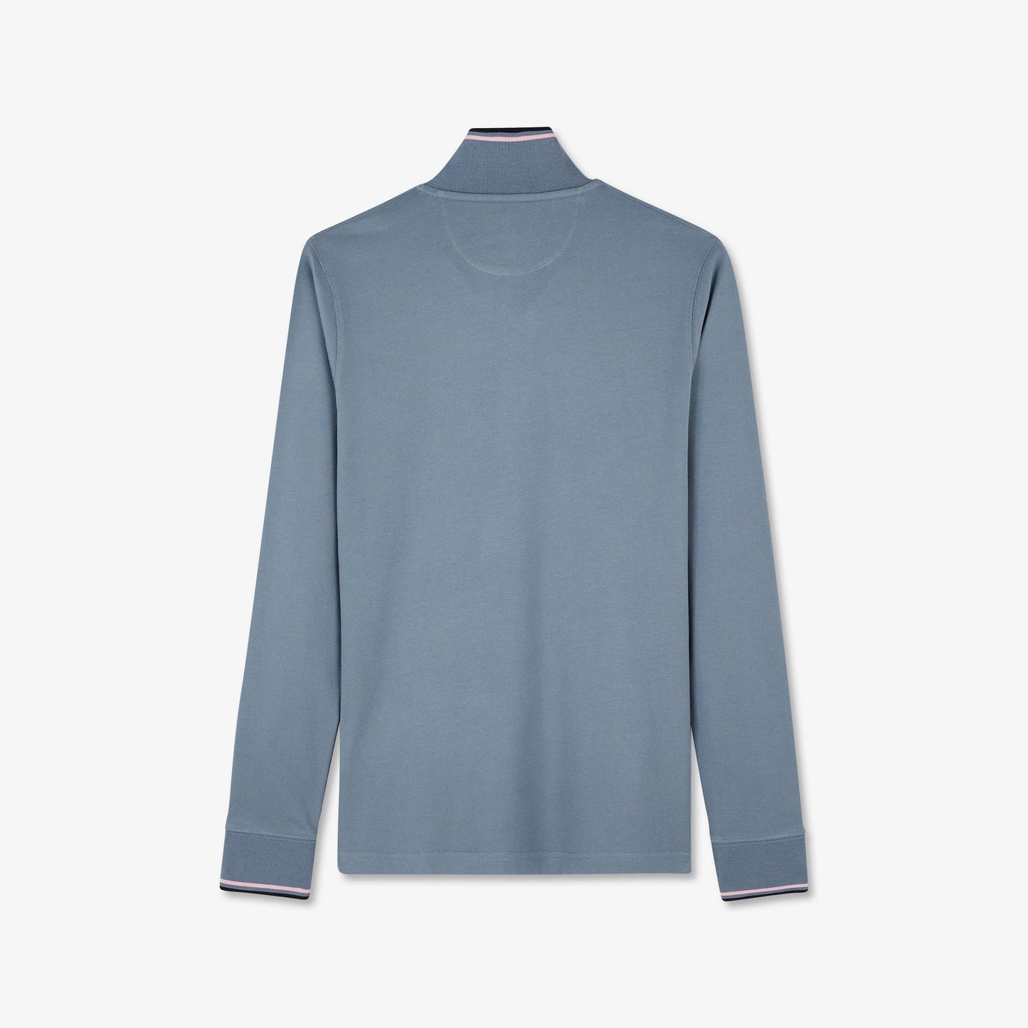 Blue long-sleeved polo shirt