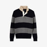 Grey striped polo-neck jumper
