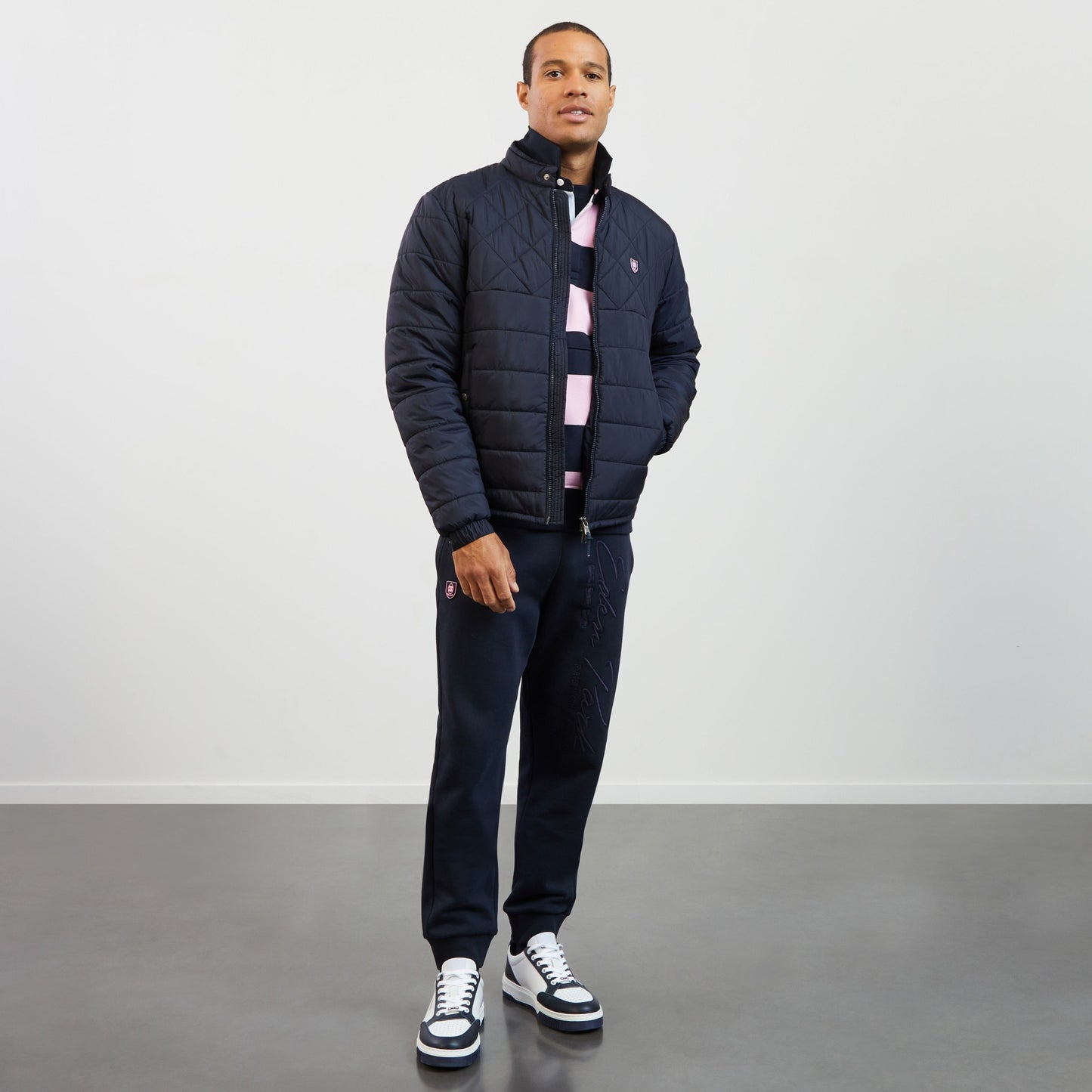 Pink circle polo-neck jumper