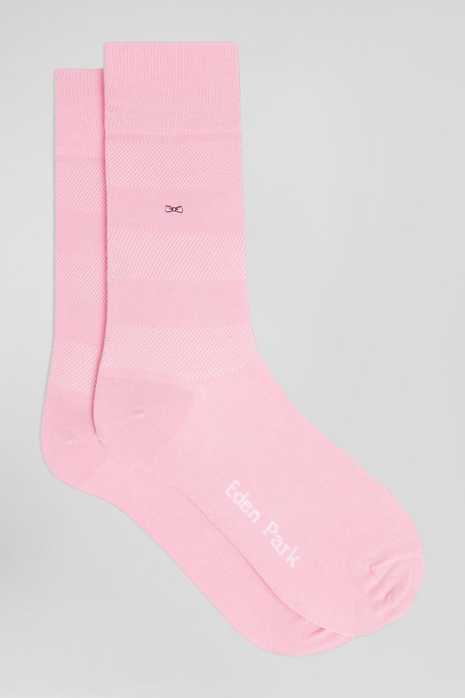 Pink socks with knit plays in stretch cotton