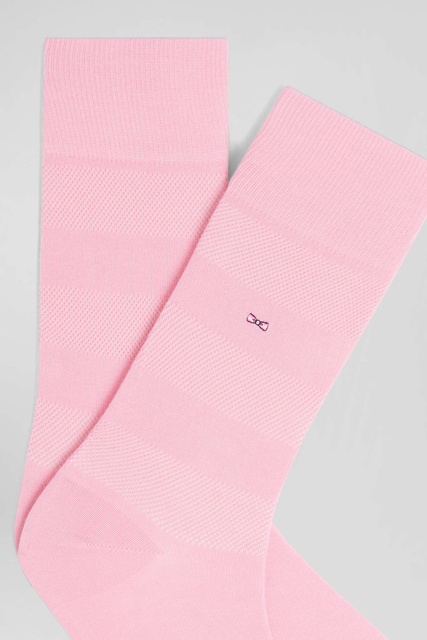 Pink socks with knit plays in stretch cotton