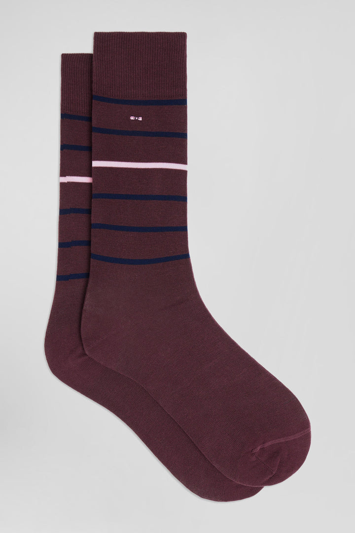 Paire de chaussettes rayées en coton stretch bordeaux