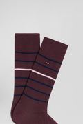 Paire de chaussettes rayées en coton stretch bordeaux