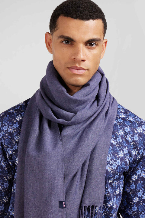 Blue fringed plain scarf - Image 2