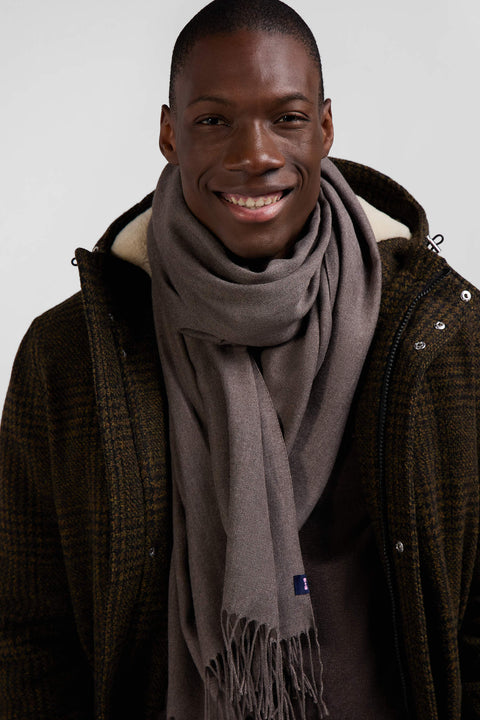 Brown fringed plain scarf - Image 2