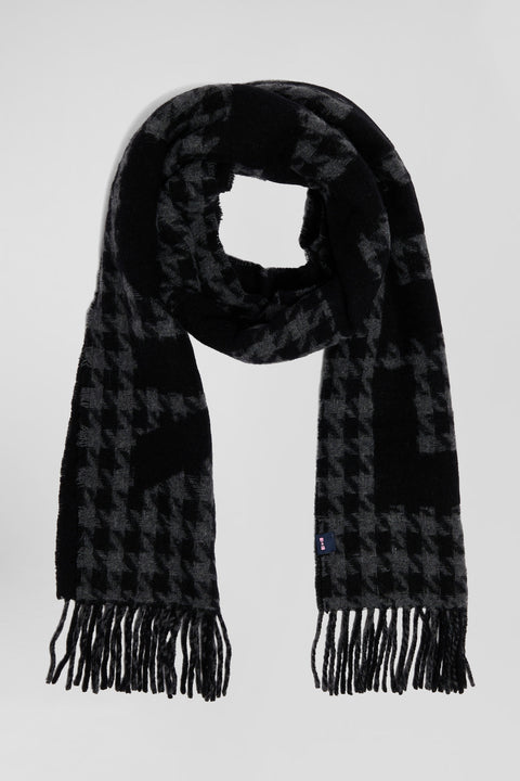 Black mixed wool scarf with Eden Park jacquard lettering - Image 1