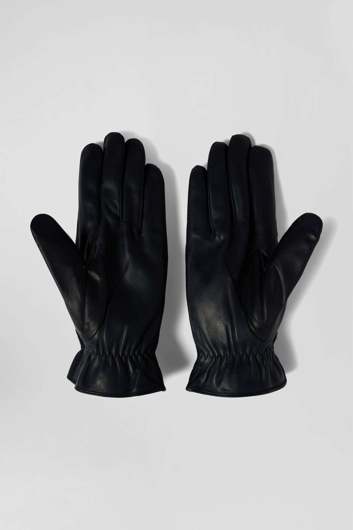 Navy blue smooth leather gloves