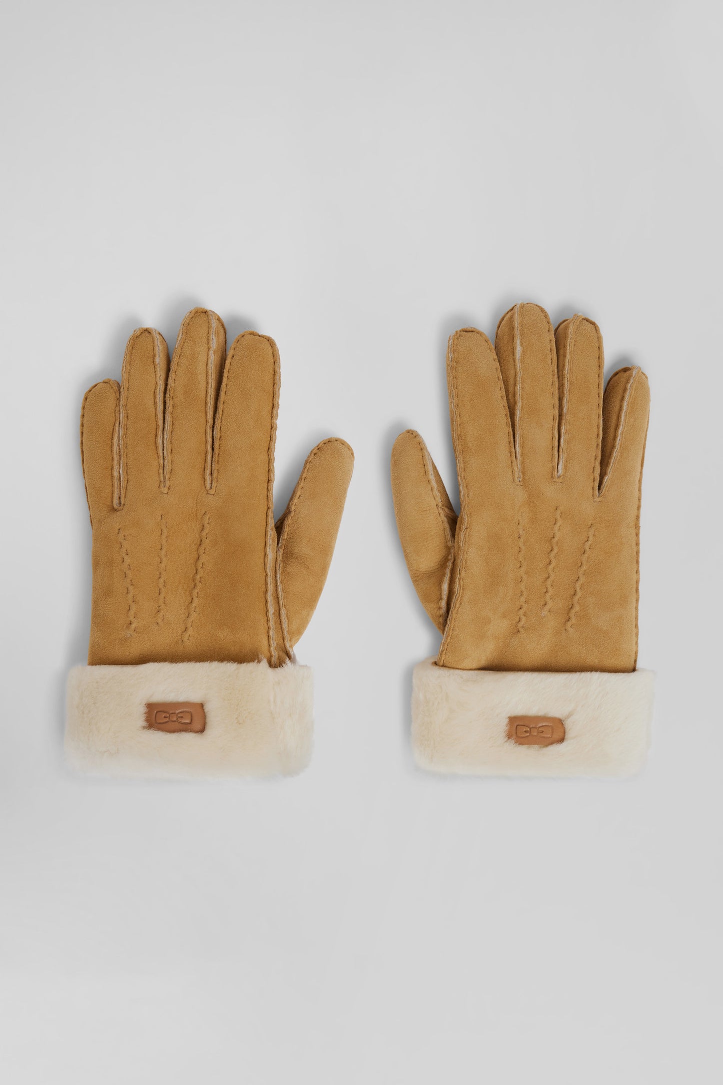 Women's camel shearling leather gloves