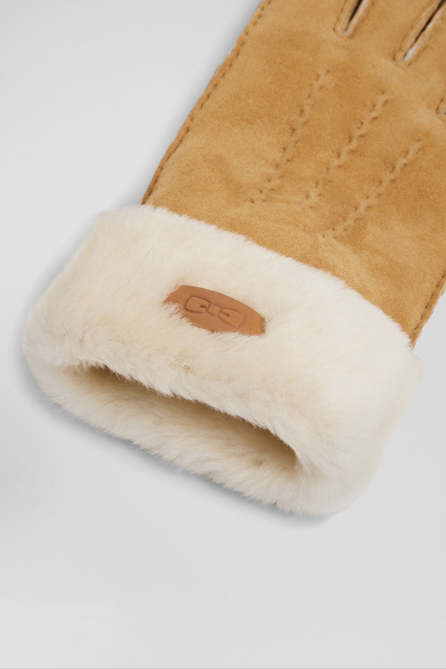 Paire de gant en cuir shearling camel