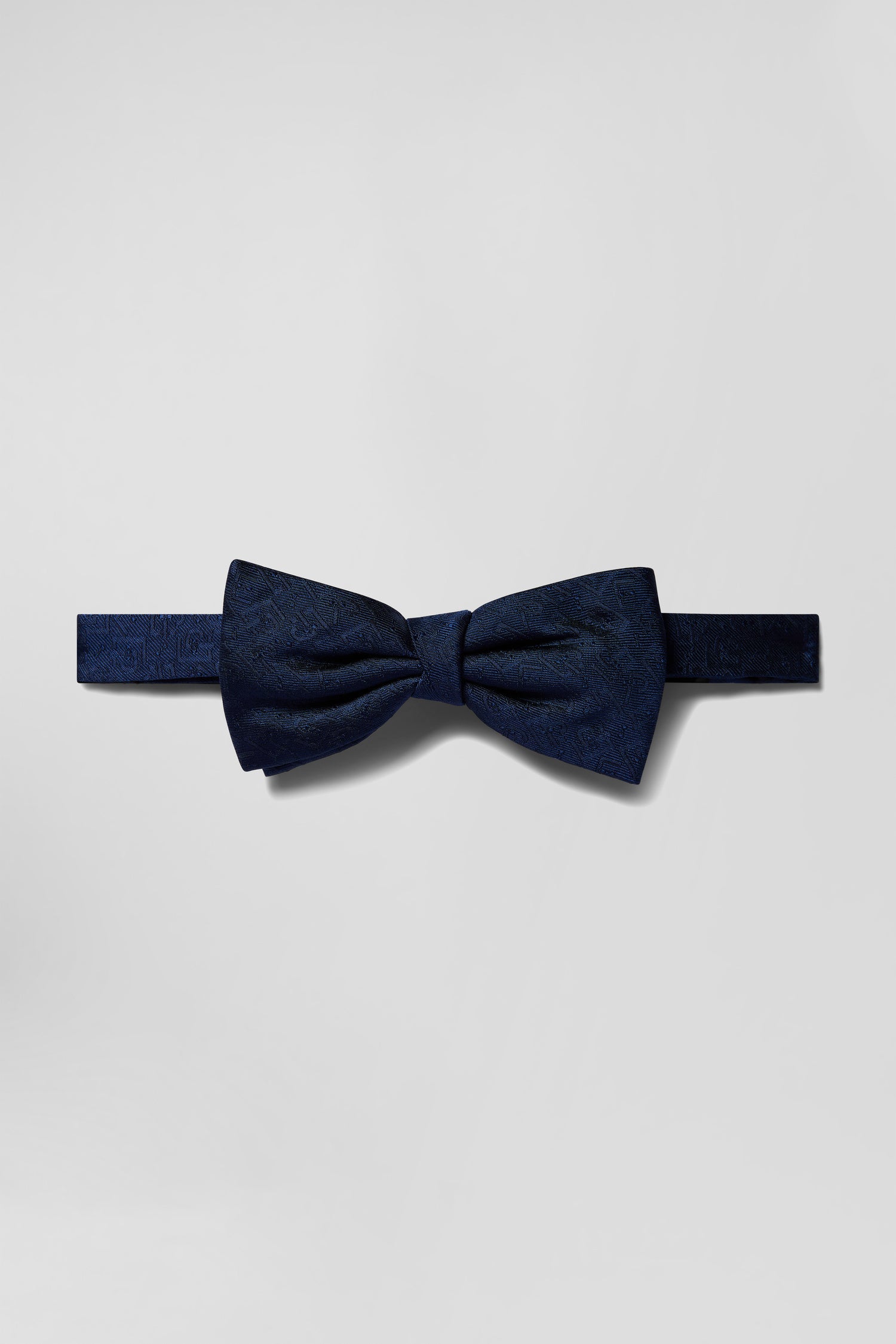 Navy blue silk bow tie with micro-motifs