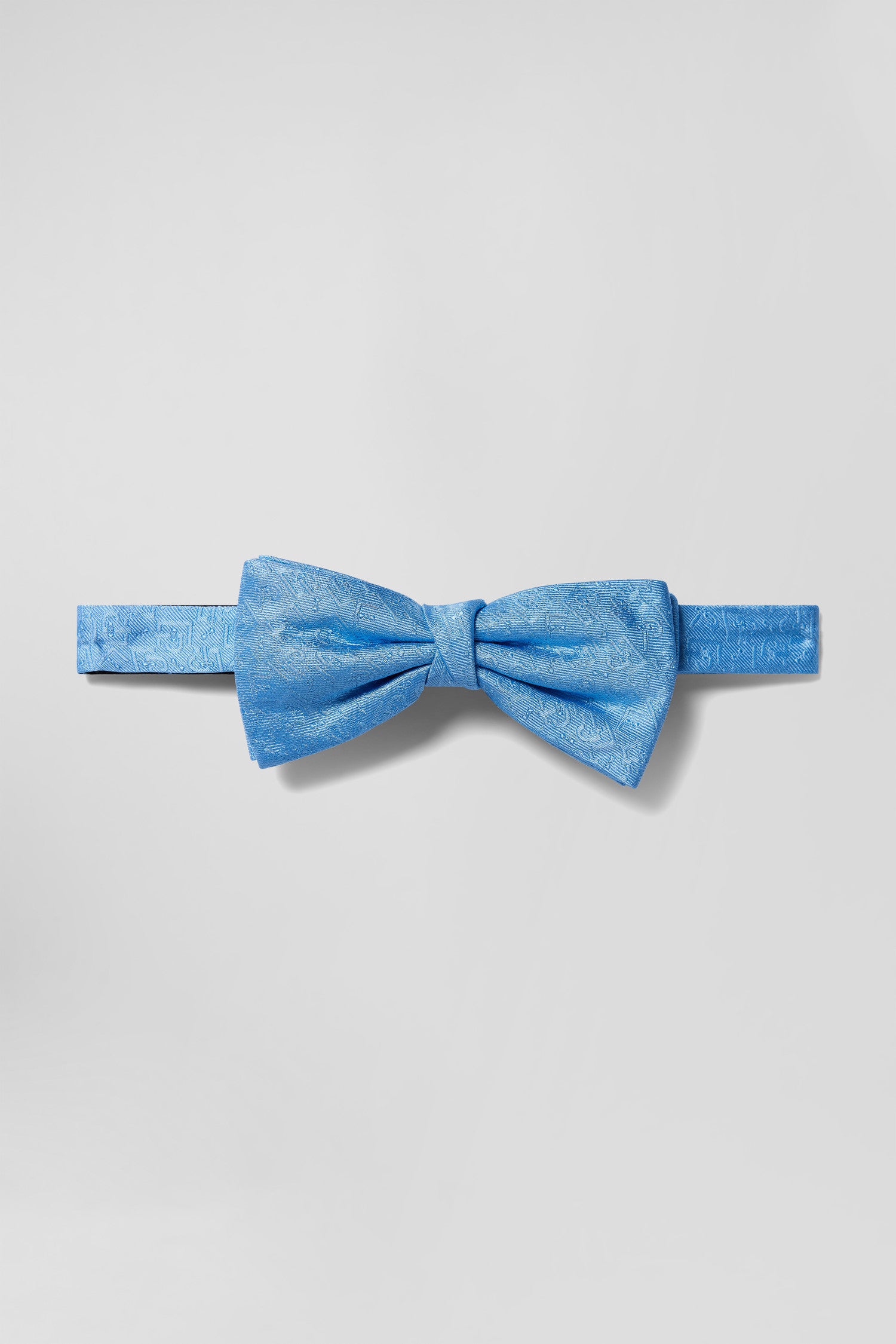 Sky blue silk bow tie with micro-motifs