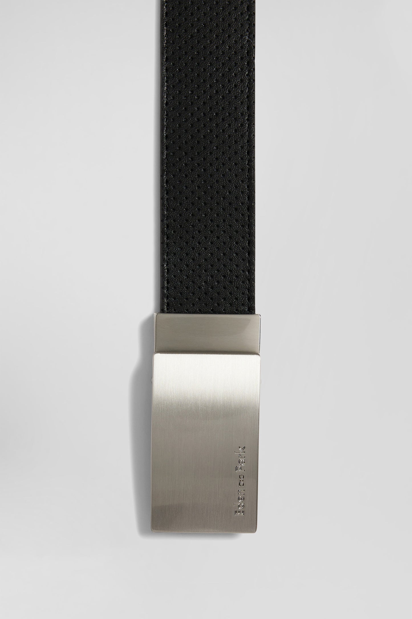 Black leather belt set with two metal buckles