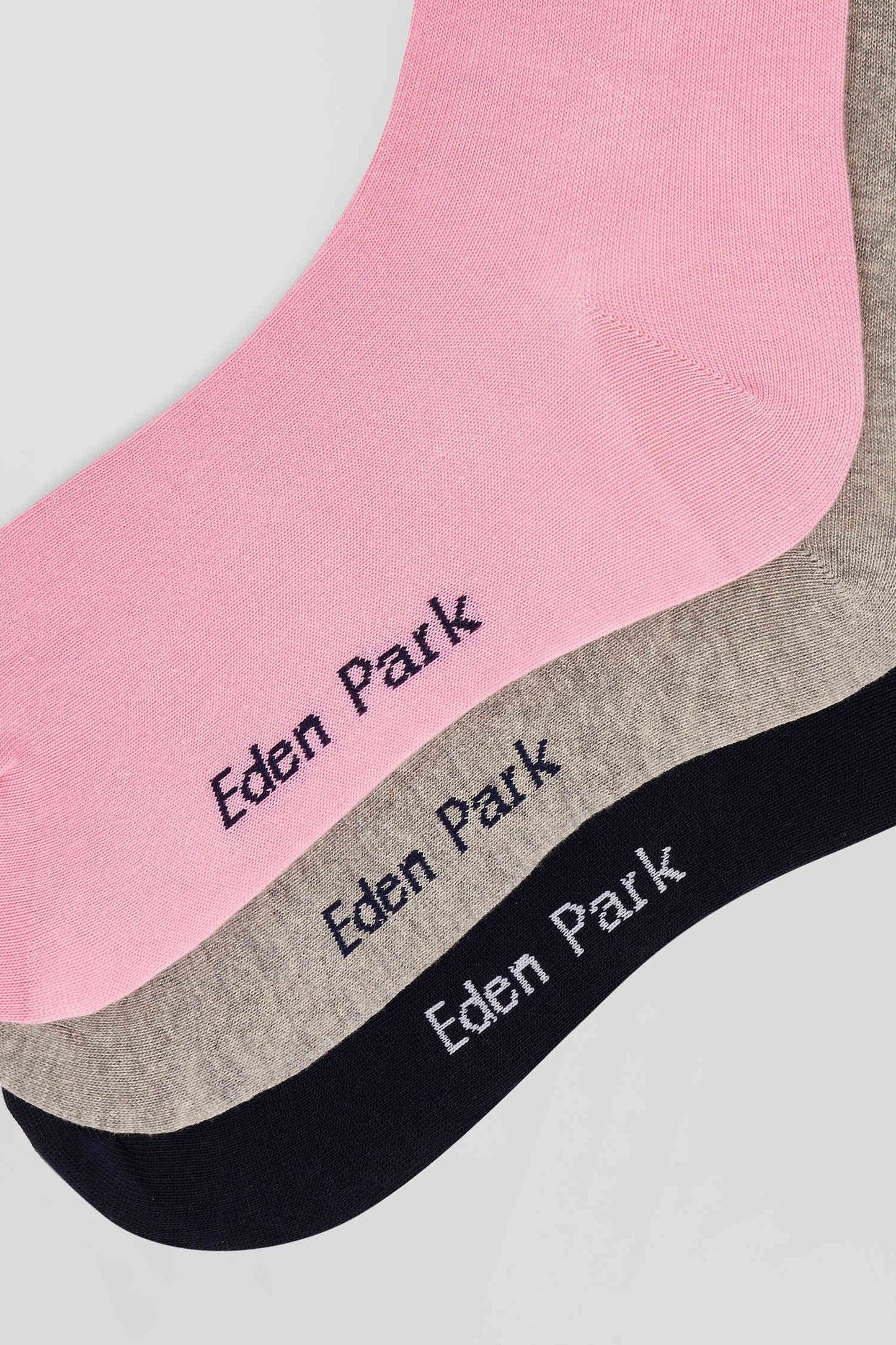 Set of 3 pairs of pink stretch cotton socks with striped details