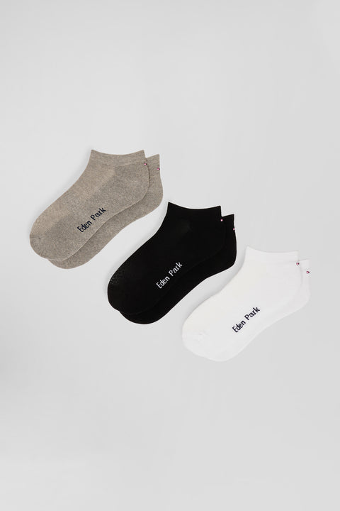 Set of 3 pairs of grey mixed cotton socks - Image 1