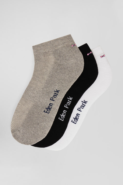 Set of 3 pairs of grey mixed cotton socks - Image 2