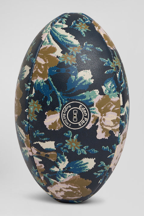 Navy blue rugby ball with floral motifs - Image 2