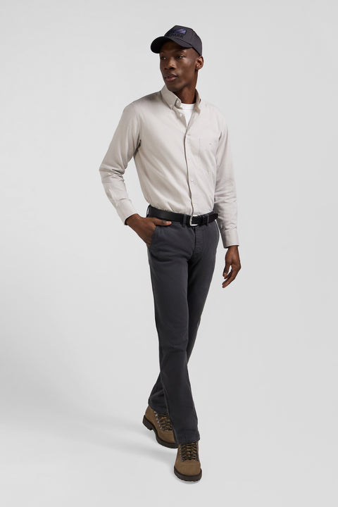 Regular anthracite grey chino trousers in stretch cotton gabardine - Image 3