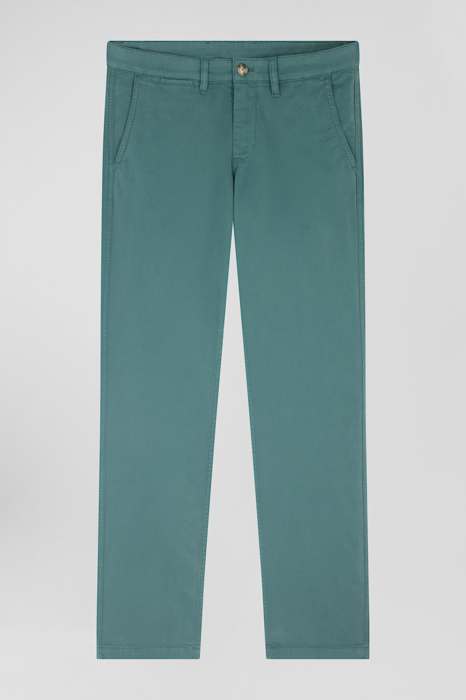 Regular green chino trousers in stretch cotton gabardine