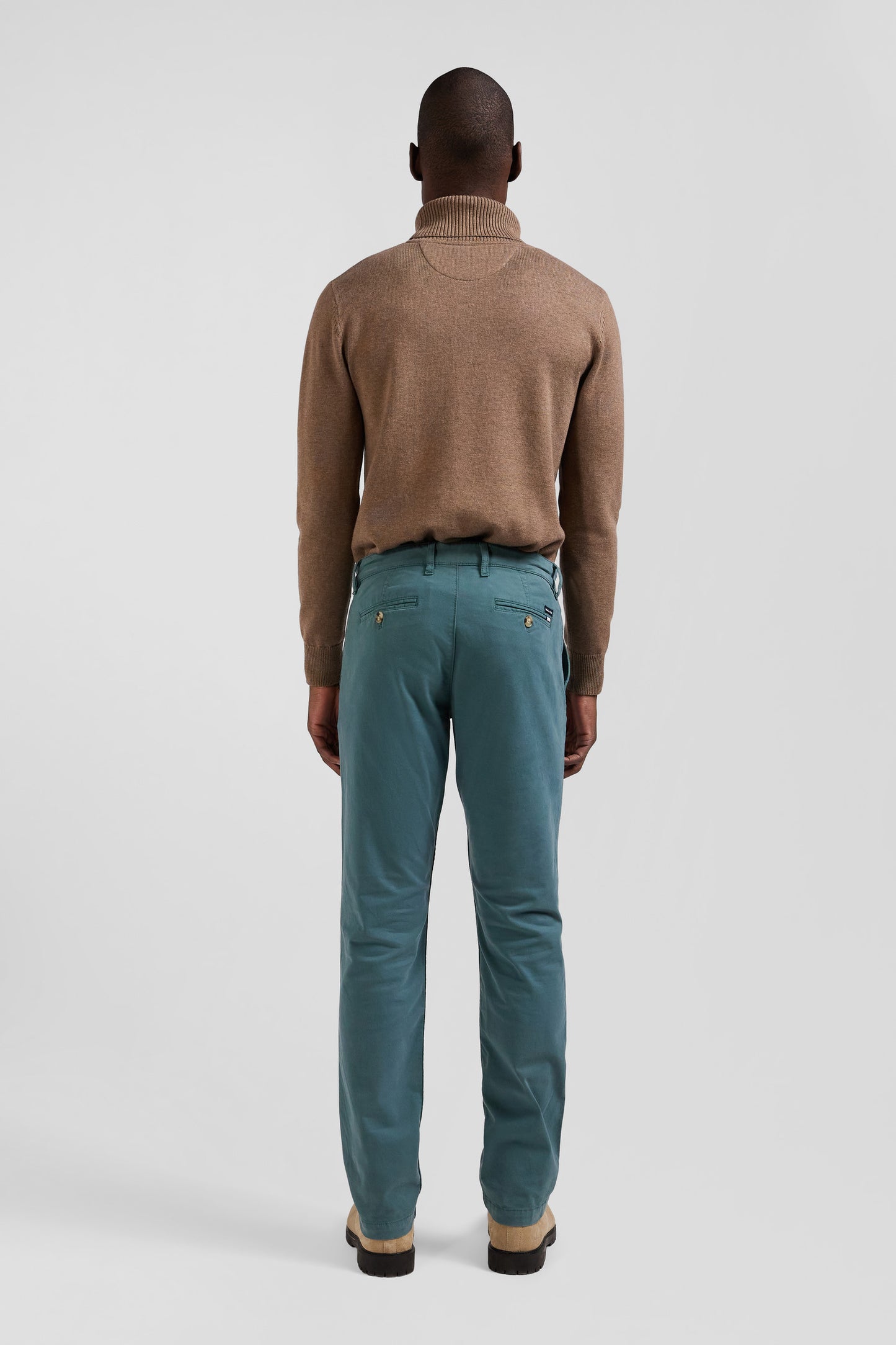 Regular green chino trousers in stretch cotton gabardine