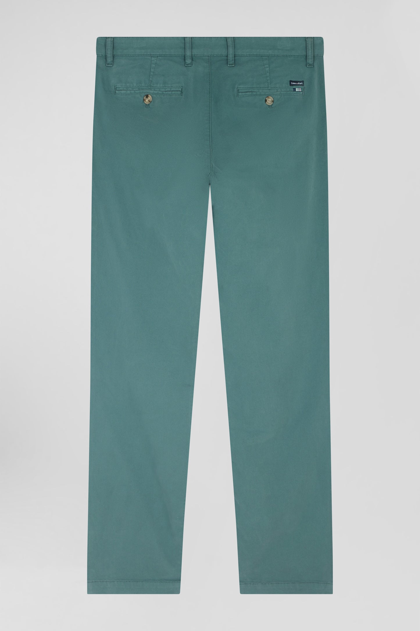 Regular green chino trousers in stretch cotton gabardine