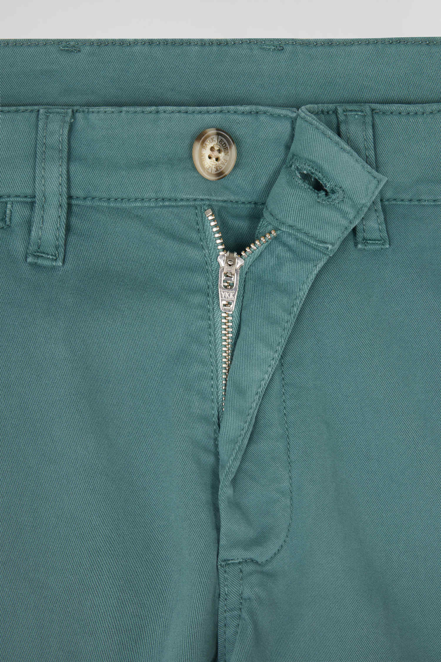 Regular green chino trousers in stretch cotton gabardine